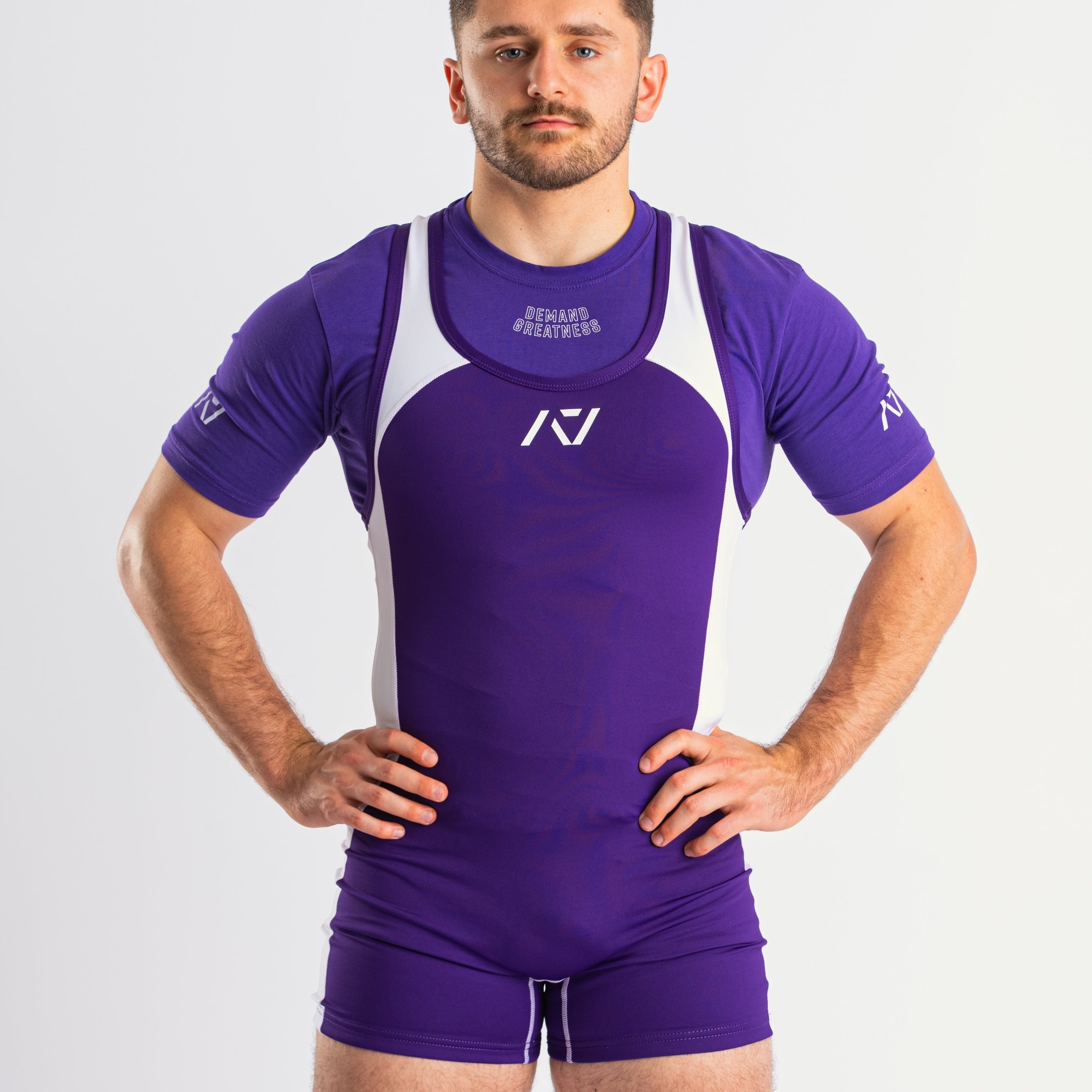 A7 IPF Approved Purple Luno singlet features extra lat mobility, side panel stitching to guide the squat depth level and curved panel design for a slimming look. The Women's cut singlet features a tapered waist and additional quad room. The IPF Approved Kit includes Luno Powerlifting Singlet, A7 Meet Shirt, A7 Zebra Wrist Wraps, A7 Deadlift Socks, Hourglass Knee Sleeves. Genouill�res powerlifting shipping to France, Spain, Ireland, Germany, Italy, Sweden and EU.