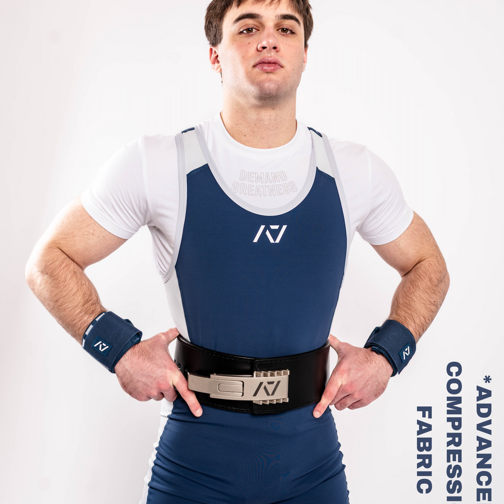 Our IPF APPROVED Rausch Singlets are designed to support the strength and power of an lifter. A racerback design with advanced compression fabric provides powerlifters ultimate support whilst on the platform. IPF Approved Kit includes Rausch Powerlifting Singlet, A7 Meet Shirt, A7 Zebra Wrist Wraps, A7 Deadlift Socks, Hourglass Knee Sleeves (Stiff Knee Sleeves and Rigor Mortis Knee Sleeves). Genouill�res powerlifting shipping to France, Spain, Ireland, Germany, Italy, Sweden and EU.