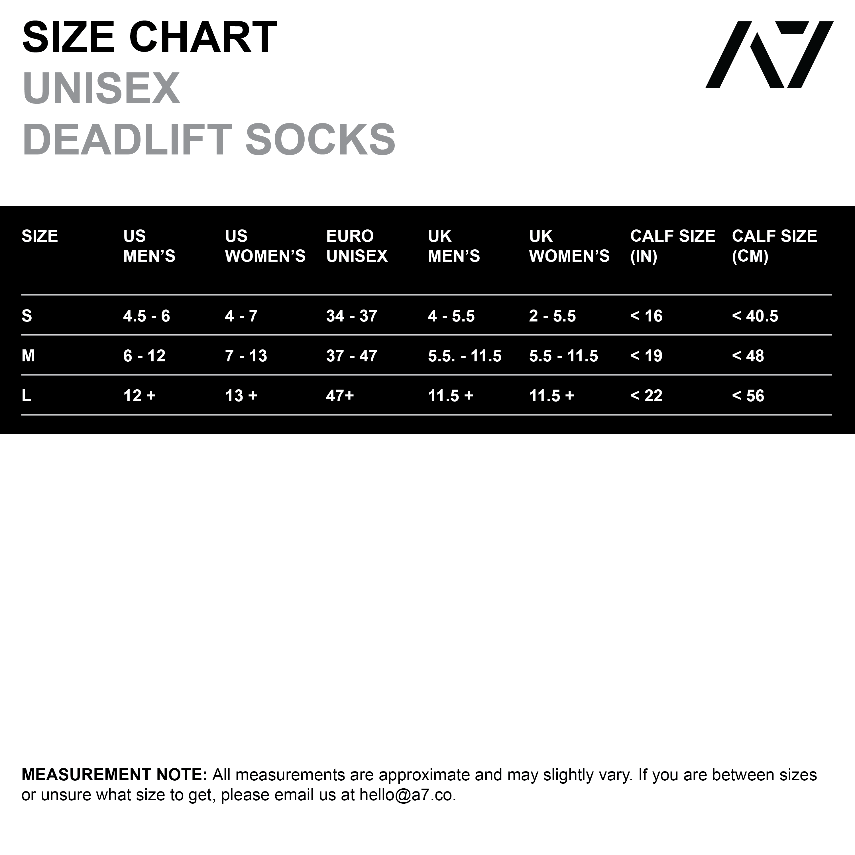 A7 Emerald Forás deadlift socks are designed specifically for pulls and keep your shins protected from scrapes. A7 deadlift socks are a perfect pair to wear in training or powerlifting competition. The A7 IPF Approved Kit includes Powerlifting Singlet, A7 Meet Shirt, A7 Zebra Wrist Wraps, A7 Deadlift Socks, Hourglass Knee Sleeves (Stiff Knee Sleeves and Rigor Mortis Knee Sleeves). Genouill�res powerlifting shipping to France, Spain, Ireland, Germany, Italy, Sweden and EU.