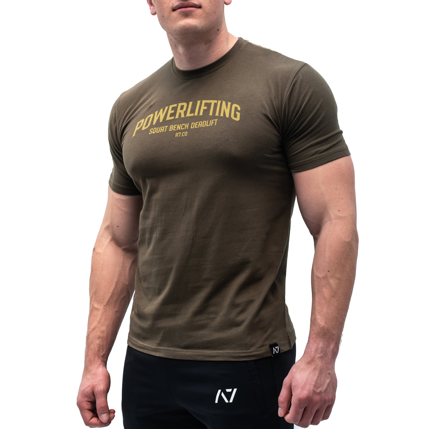 Powerlifting Military Bar Grip T-shirt, great as a squat shirt. Purchase Powerlifting Military Bar Grip tshirt UK from A7 UK or A7 Europe. No more chalk and no more sliding. Best Bar Grip Tshirts, shipping to UK and Europe from A7 UK or A7 Europe. The best Powerlifting apparel for all your workouts. Available in UK and Europe including France, Italy, Germany, Sweden and Poland