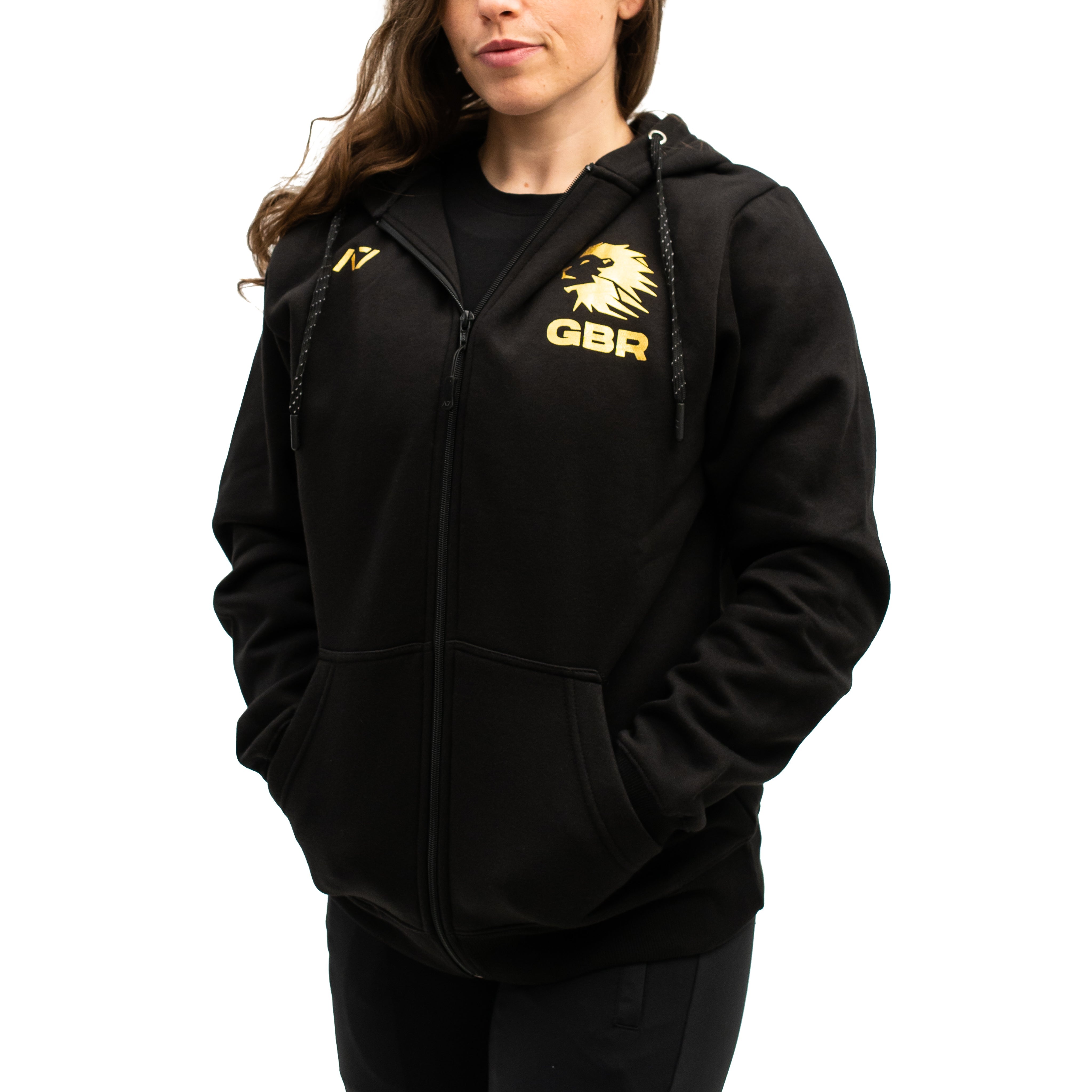 Gold zip up outlet hoodie